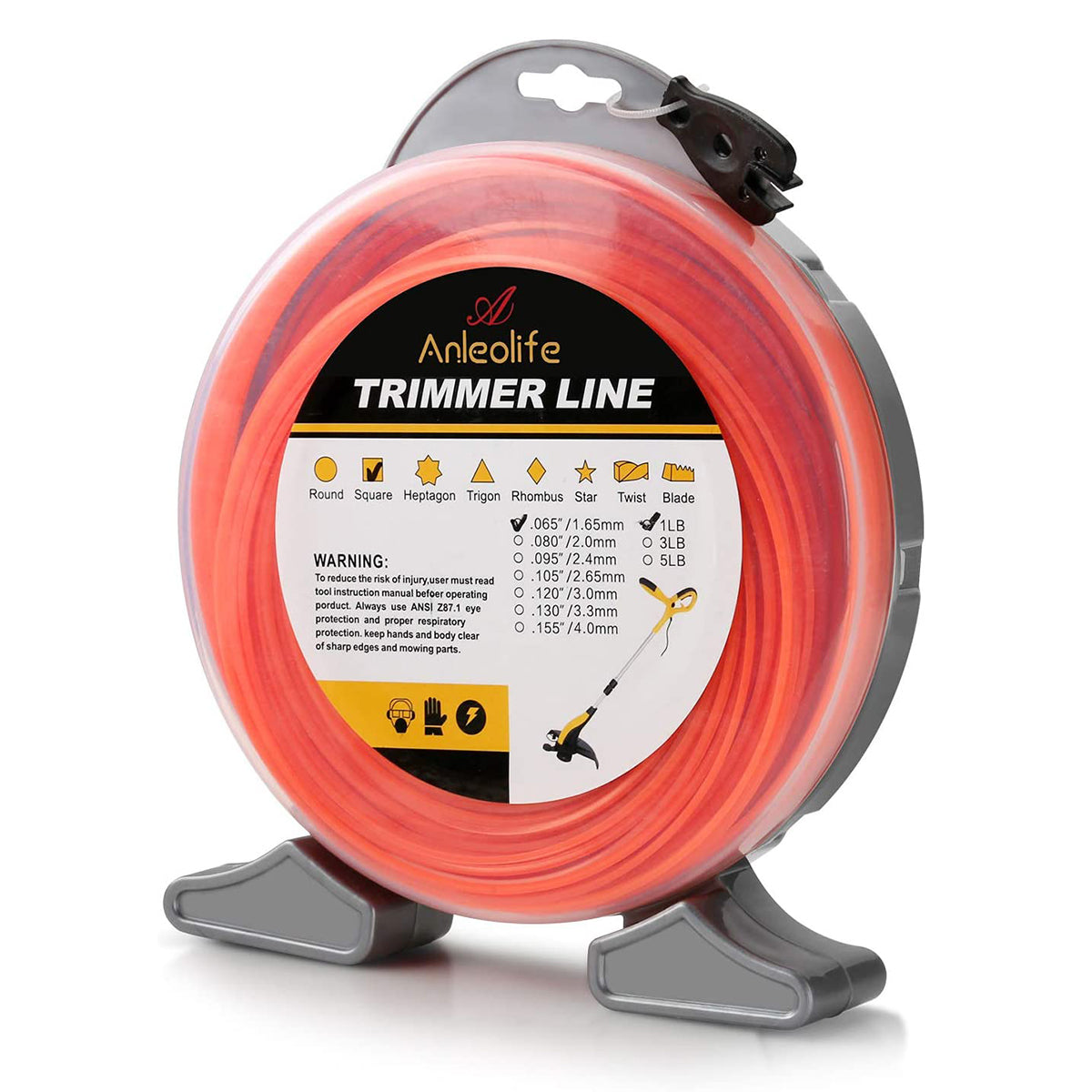 Anleolife Commercial Square Trimmer Line .065'' x 370ft, 1lb - Anleolife