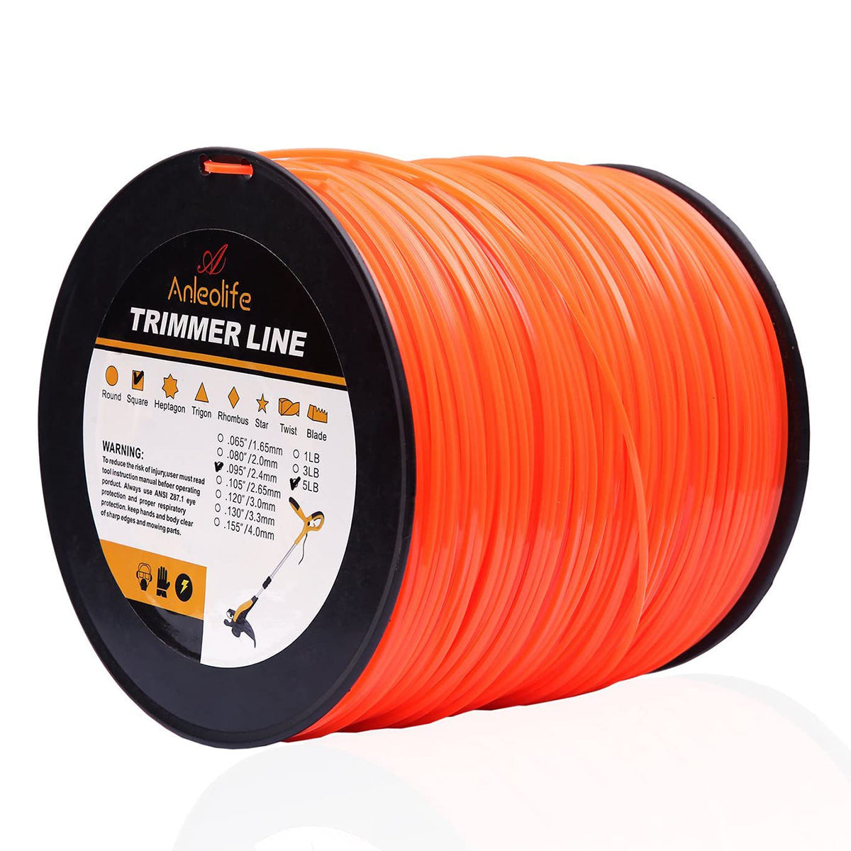 Anleolife Commercial Square .095-Inch Trimmer Line (5lbs per roll) - Anleolife
