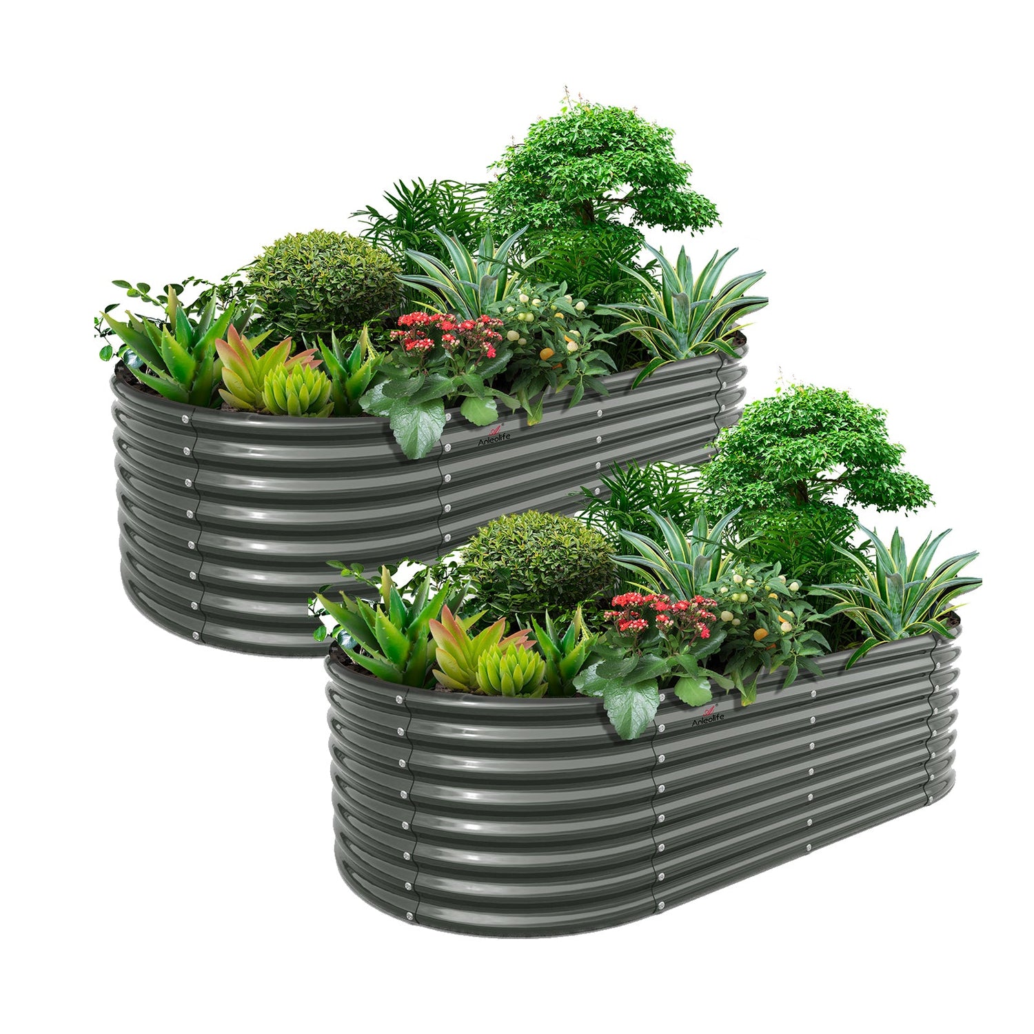 24" Extra Tall 8x4 ft Rust-Resistant Raised Garden Beds (Set of 2) - Anleolife