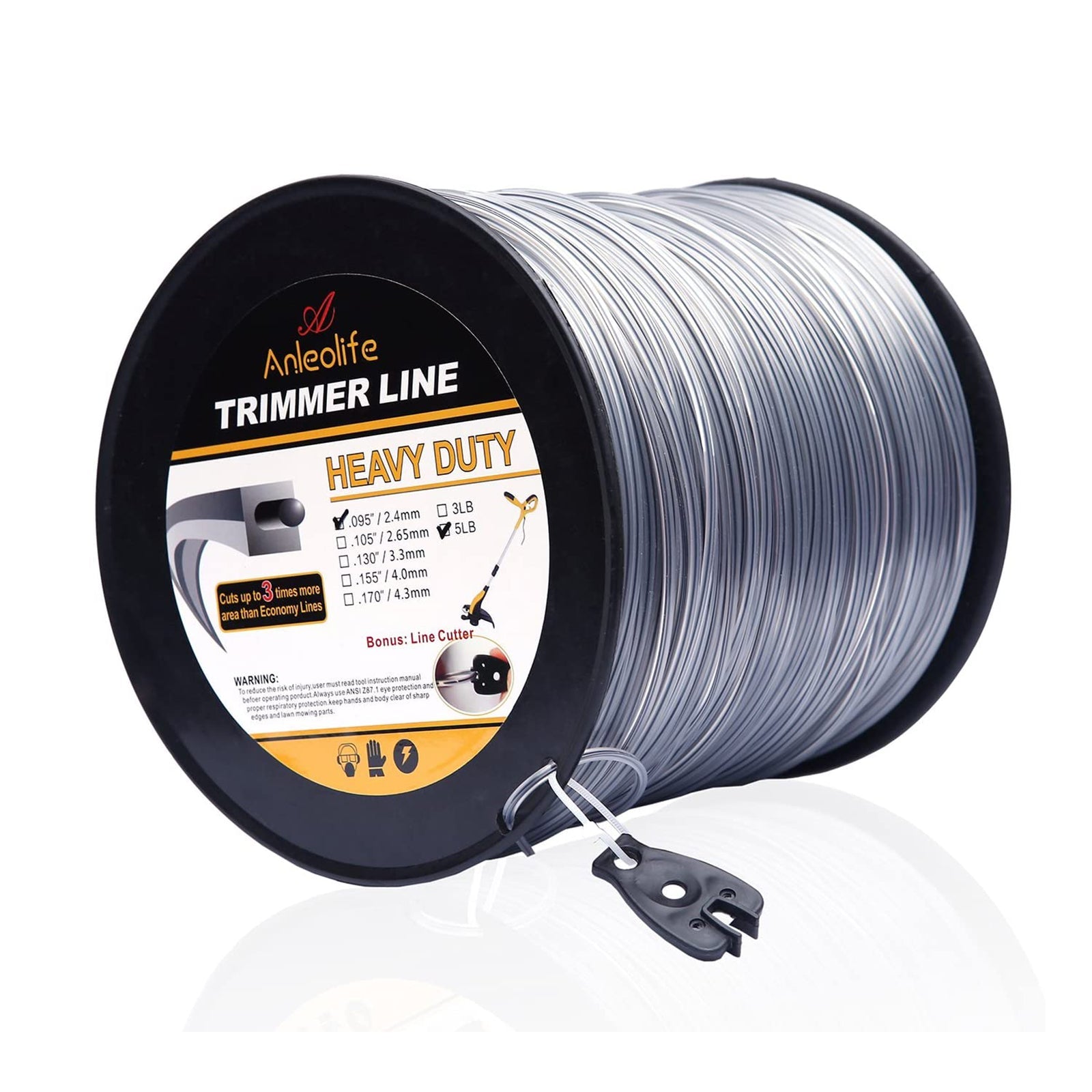 Heavy Duty Square Trimmer Line .095" x 1280ft (5lb per roll) - Anleolife
