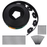 2''x100ft No-dig Black Plastic Garden Landscape Edging Kit, 120pcs Spikes incl. - Anleolife
