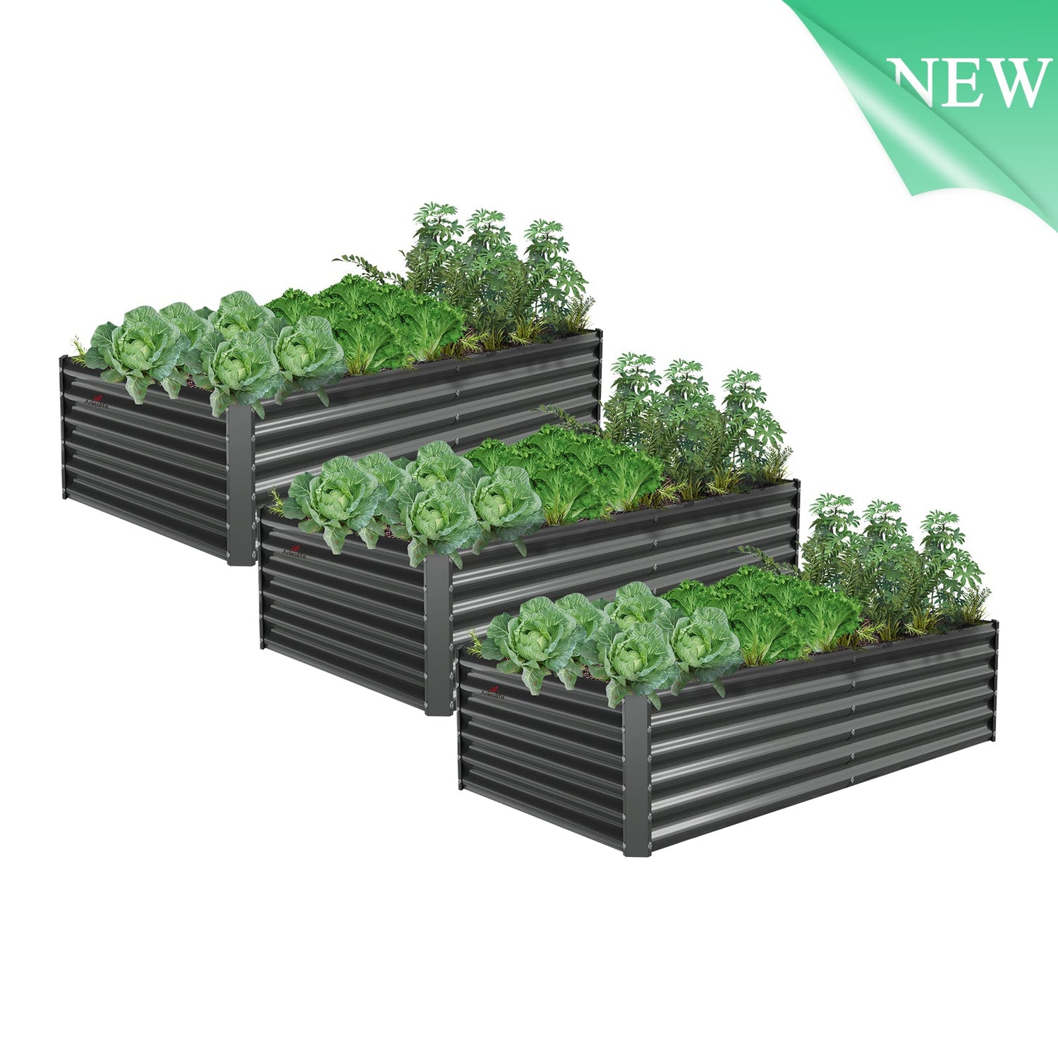 18" Tall 6x3 ft Rust-Resistant Raised Garden Beds (Set of 3) - Anleolife