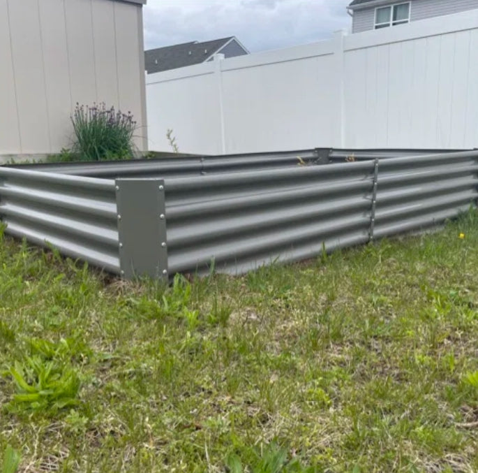 8x4x1.5ft Grey Rectangular Galvanized Modular Metal Raised Garden Bed - Anleolife