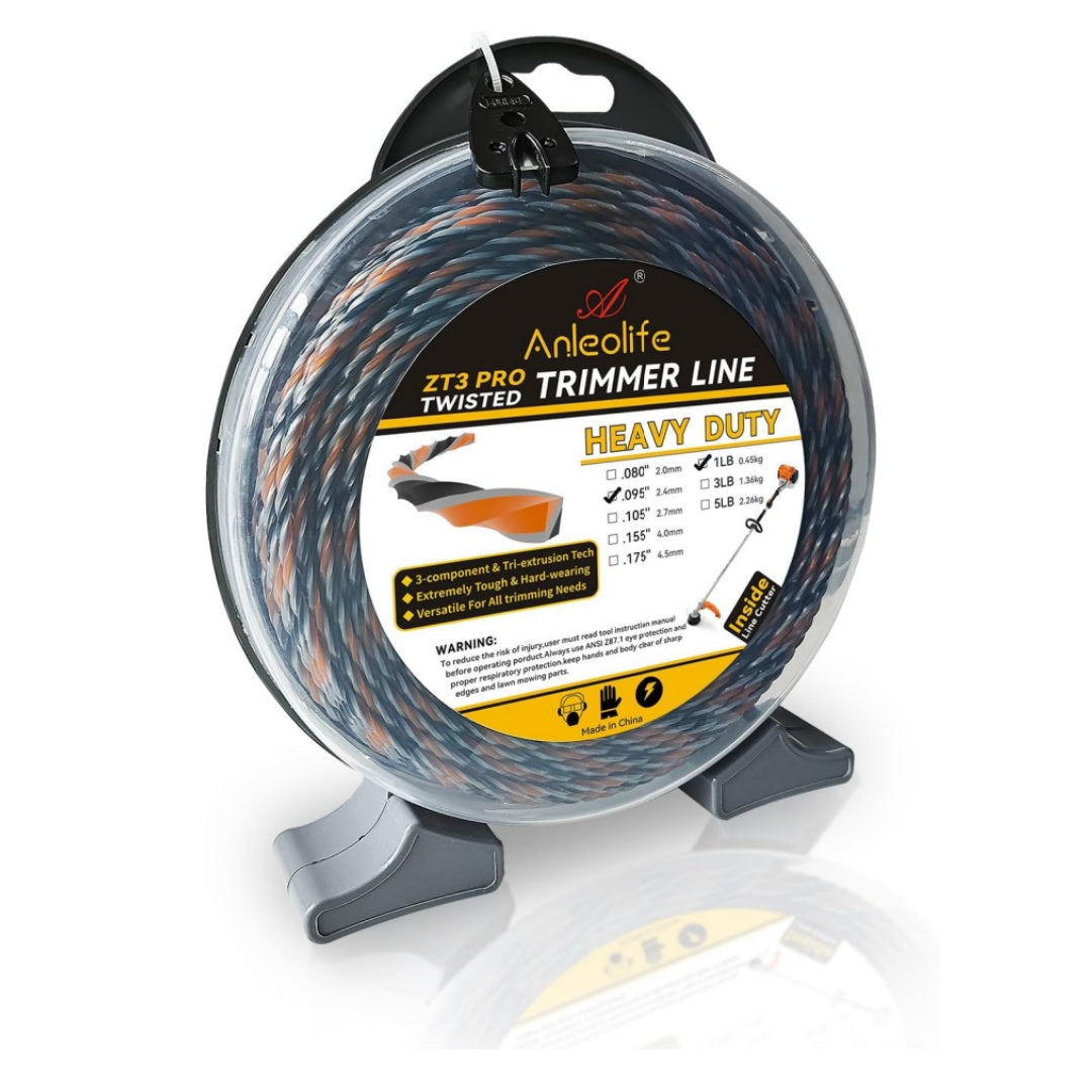 1-Pound ZT3 Pro Heavy Duty Twisted Trimmer Line Donut,3-Component Tri-Extrusion - Anleolife
