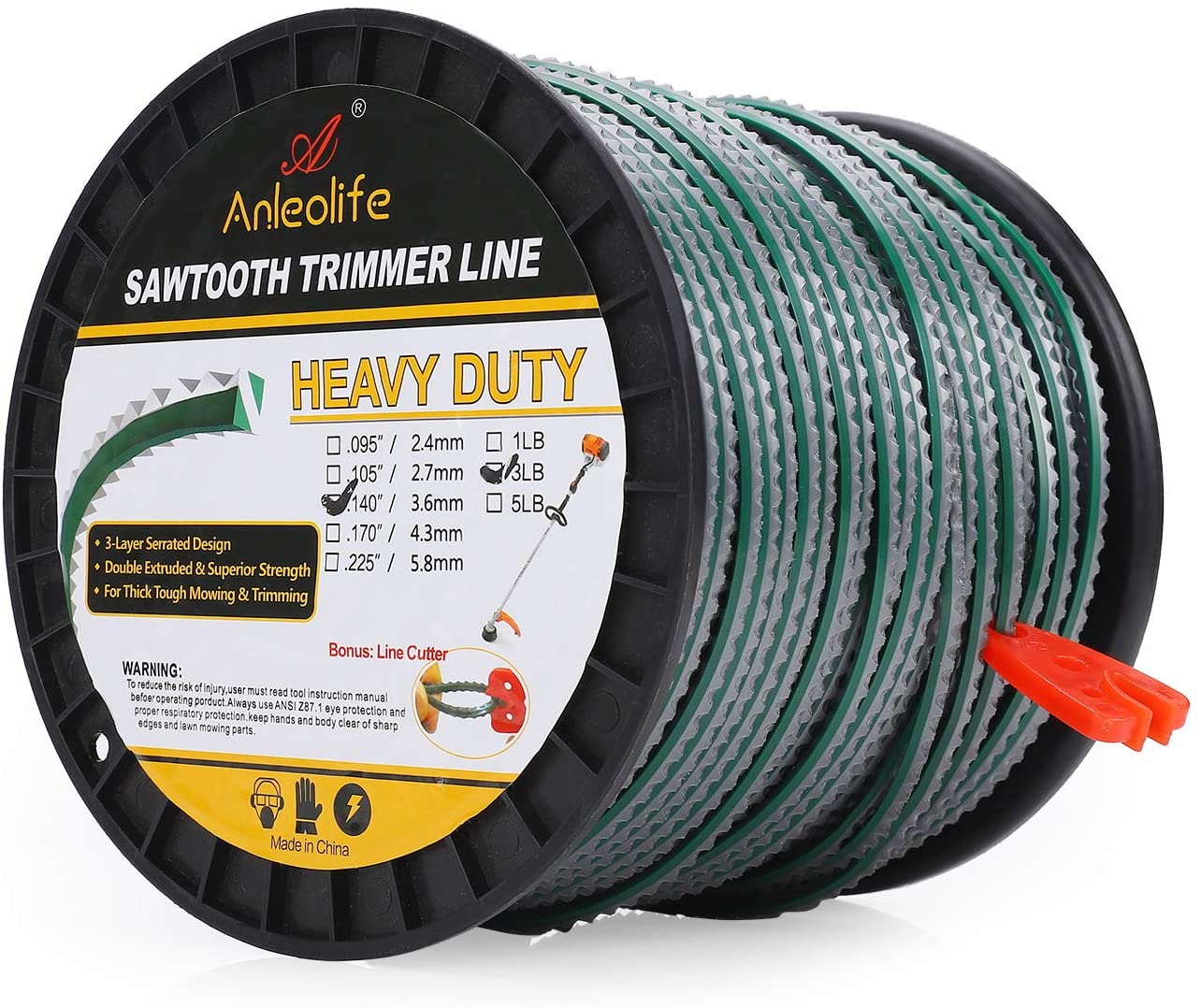 Anleolife String Serrated Trimmer Line 140" 3lb - Anleolife