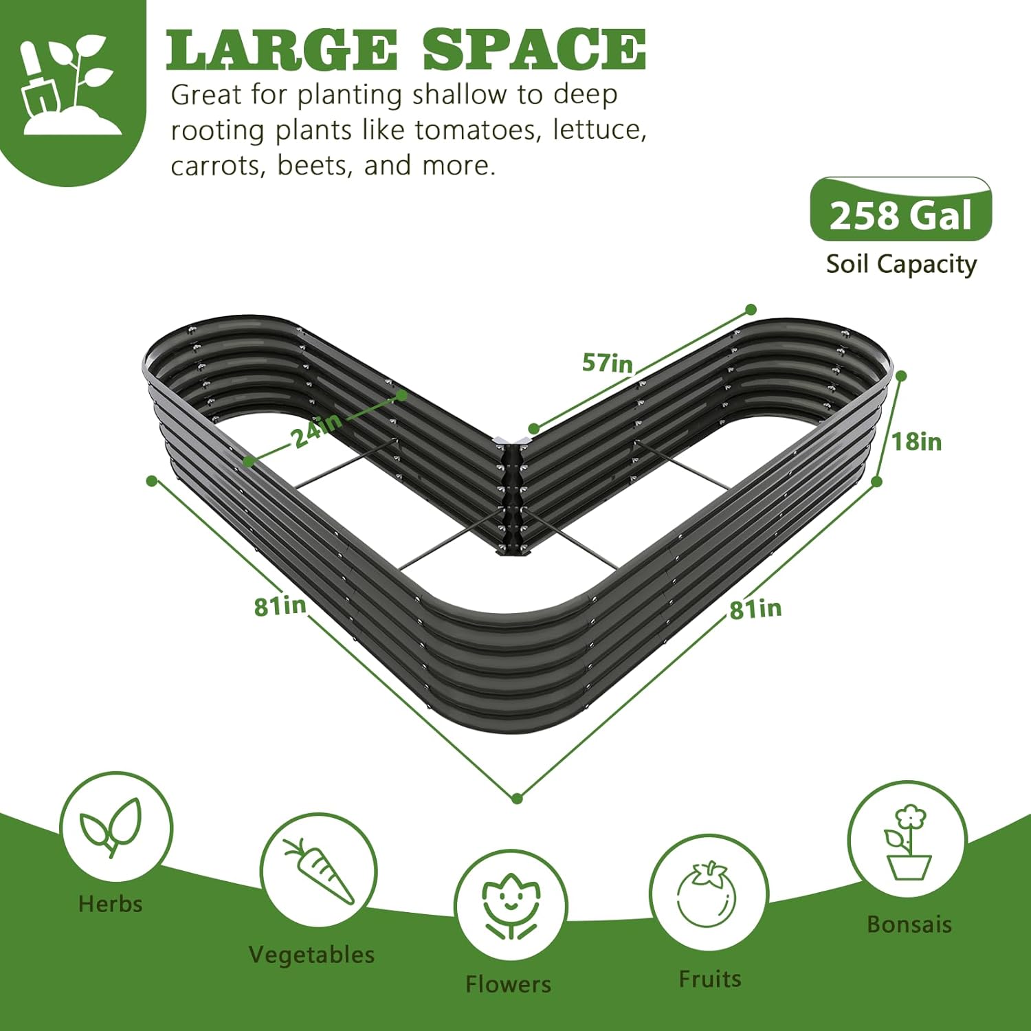Set of 33: 1.5ft Height Deep Root Galvanized Raised Garden Beds, Quartz Grey - Anleolife