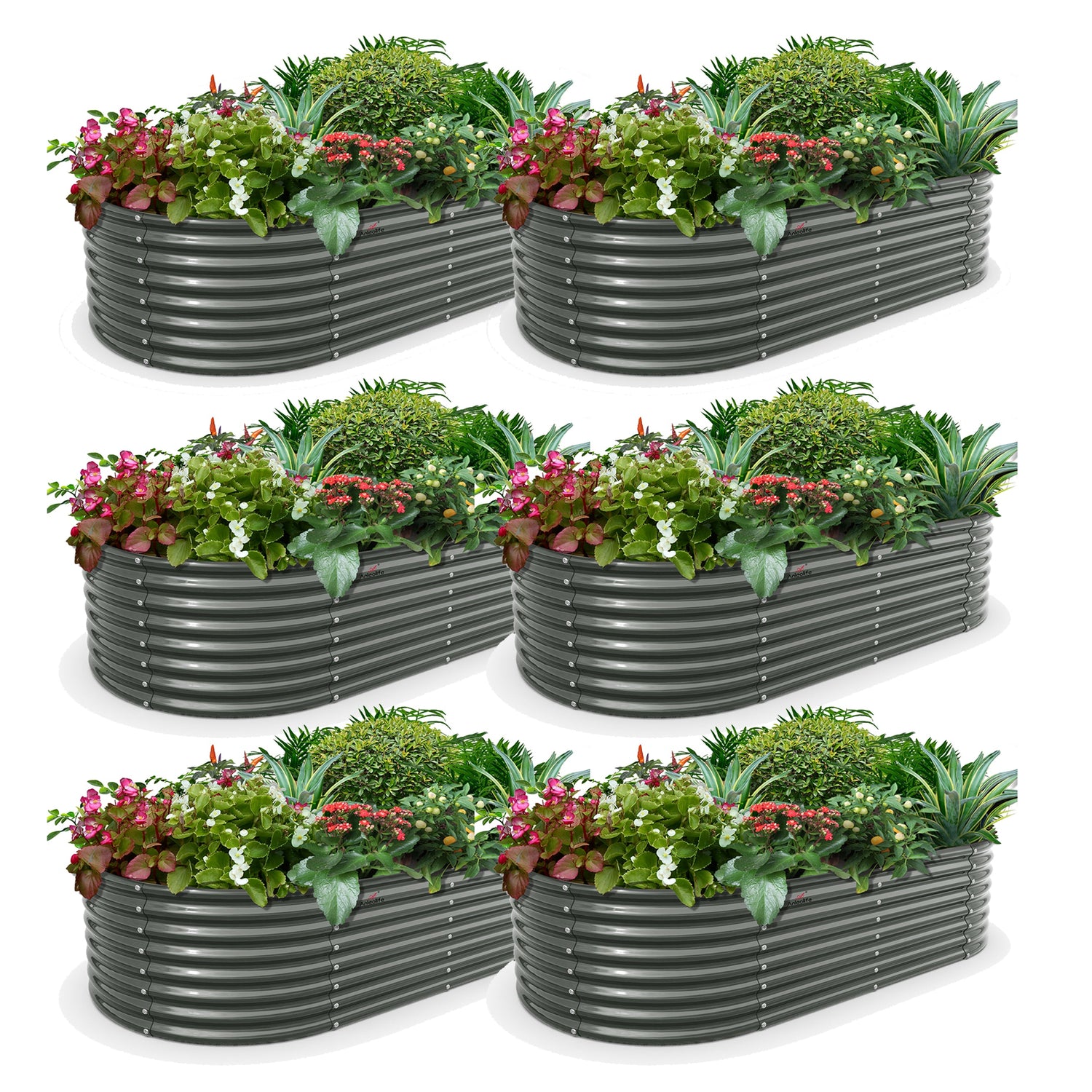 24" Extra Tall 6x3 ft Galvanized Steel Raised Garden Beds (Set of 6) - Anleolife