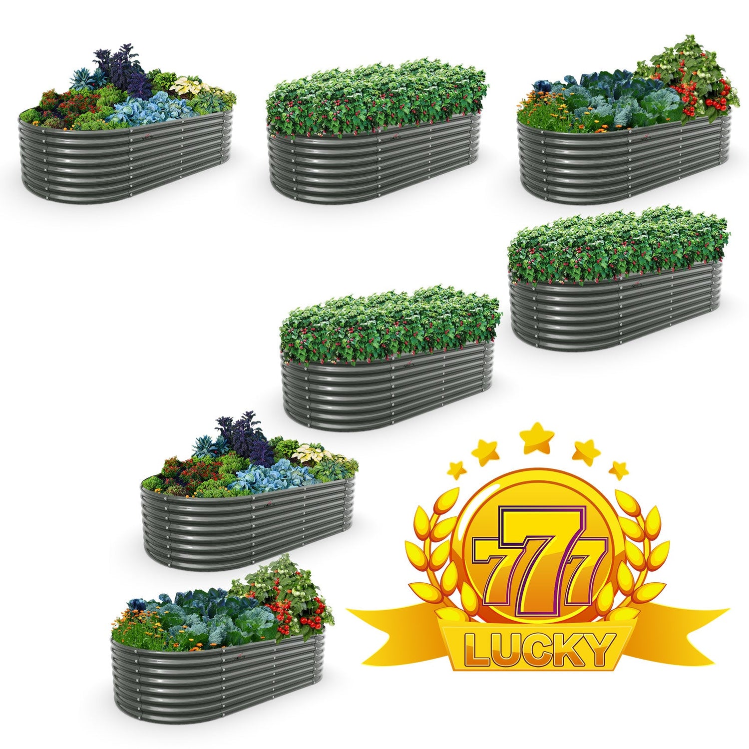 24" Extra Tall 8x4 ft Galvanized Steel Raised Garden Beds (Set of 7) - Anleolife