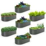24" Extra Tall 8x4 ft Galvanized Steel Raised Garden Beds (Set of 7) - Anleolife