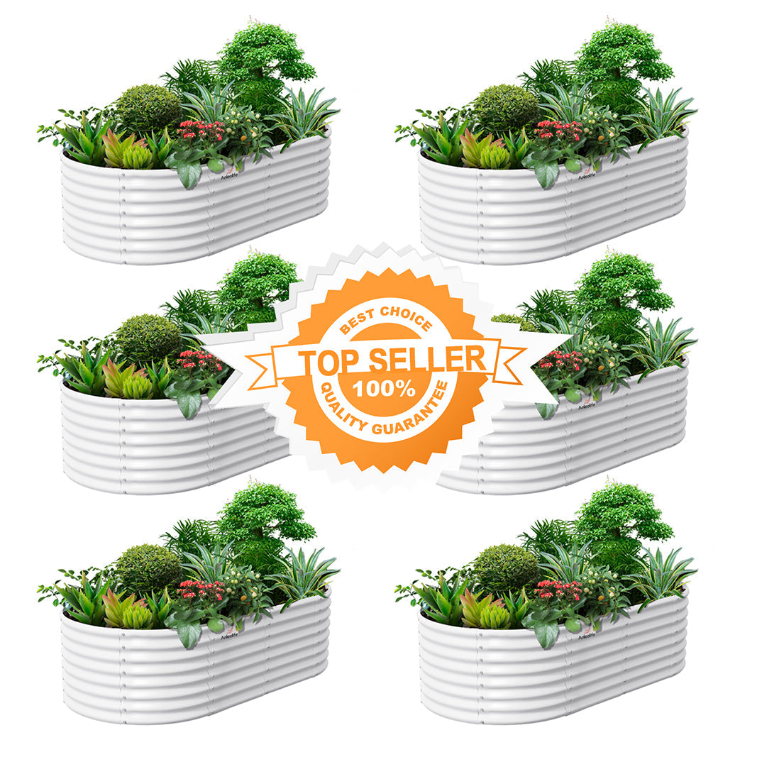 24" Extra Tall 8x4 ft Galvanized Steel Raised Garden Beds (Set of 6) - Anleolife