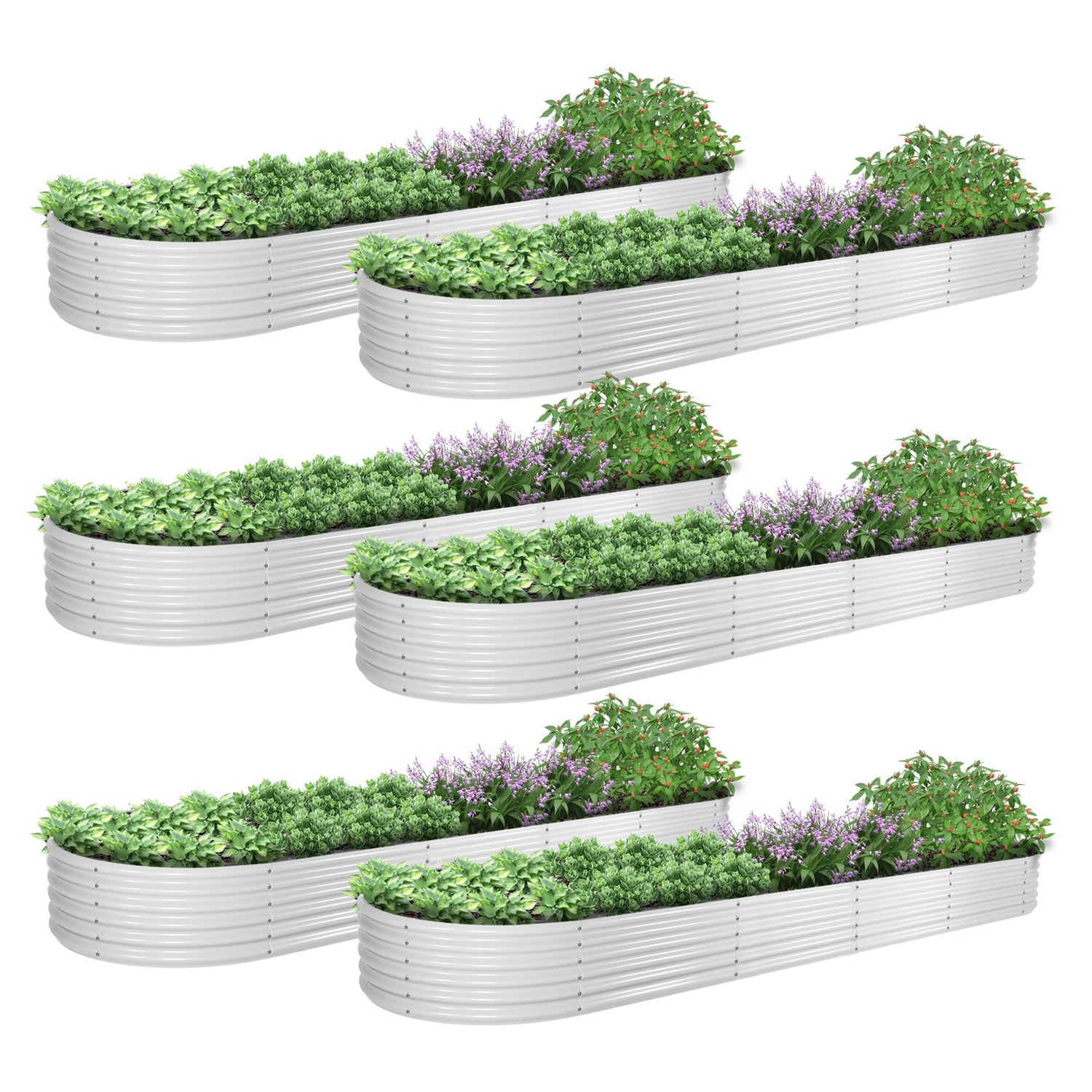 18" Tall 12x3 ft Modular Raised Garden Beds (Set of 6) - Anleolife