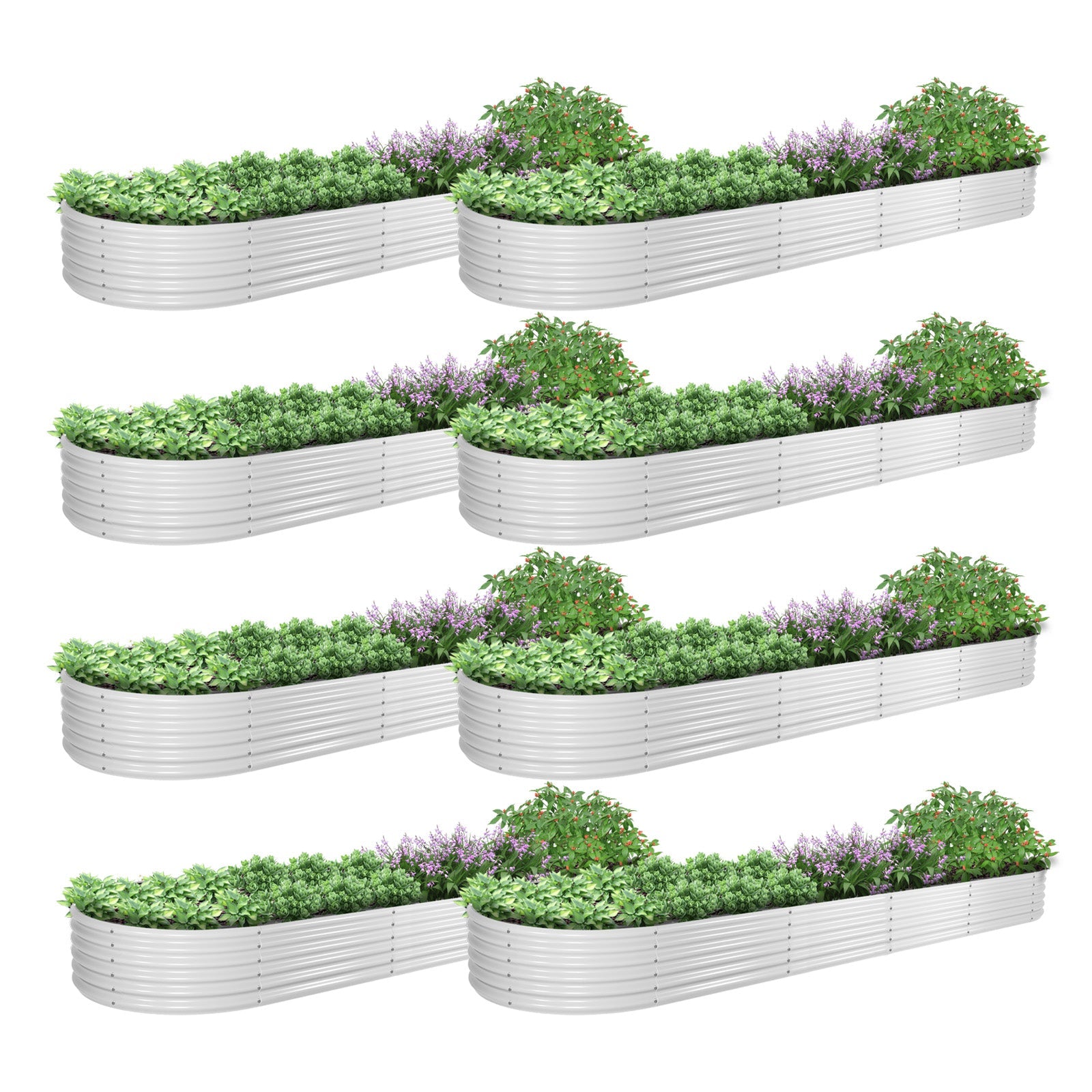 18" Tall 12x3 ft Rust-Resistant Raised Garden Beds (Set of 8) - Anleolife