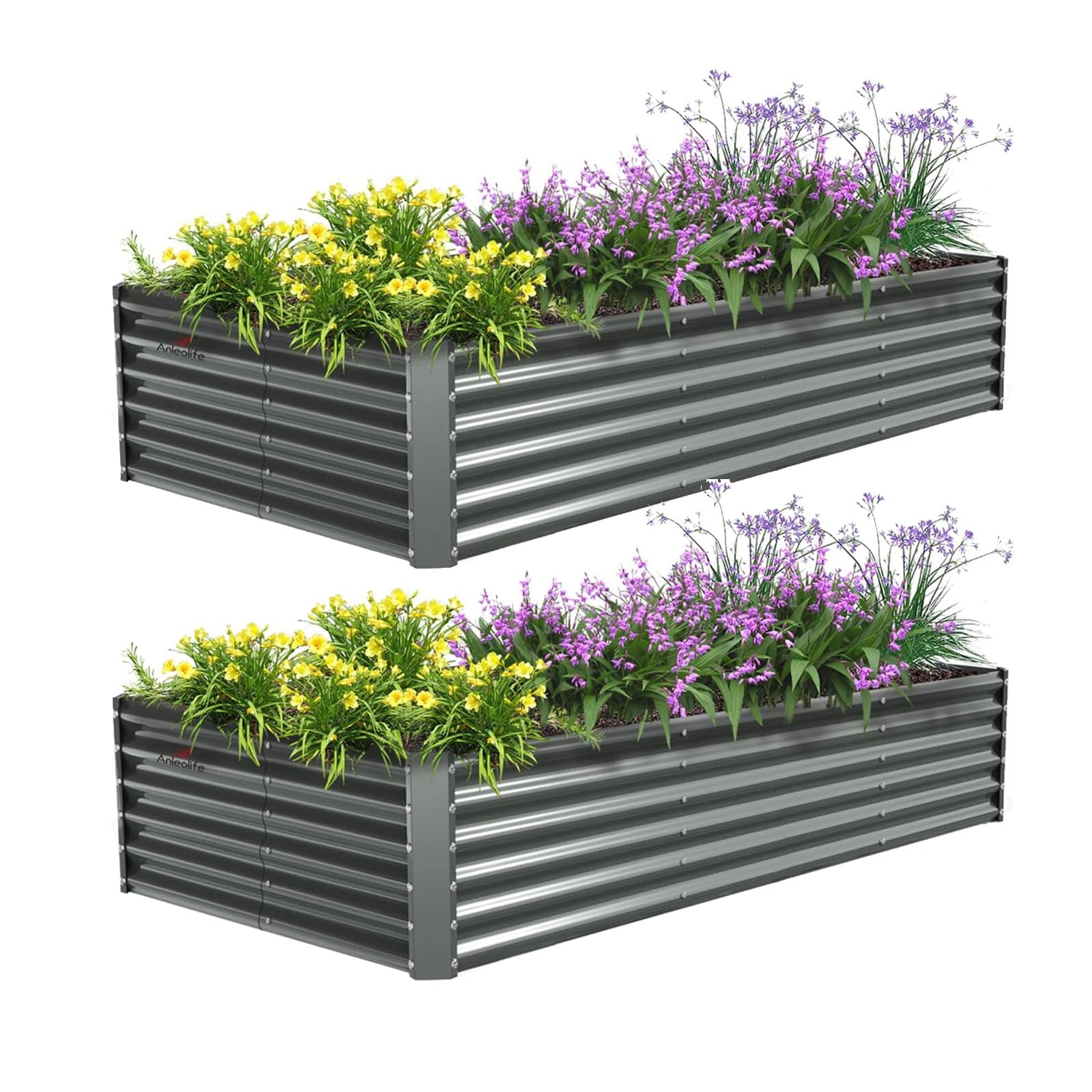 18" Tall 8x4 ft Heavy Duty Raised Garden Beds (Set of 2) - Anleolife