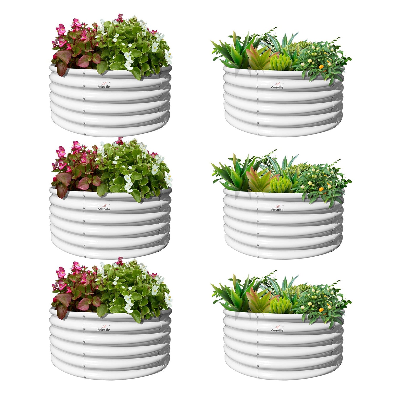 18" Tall 48" Wide Round Raised Garden Beds (Set of 6) - Anleolife