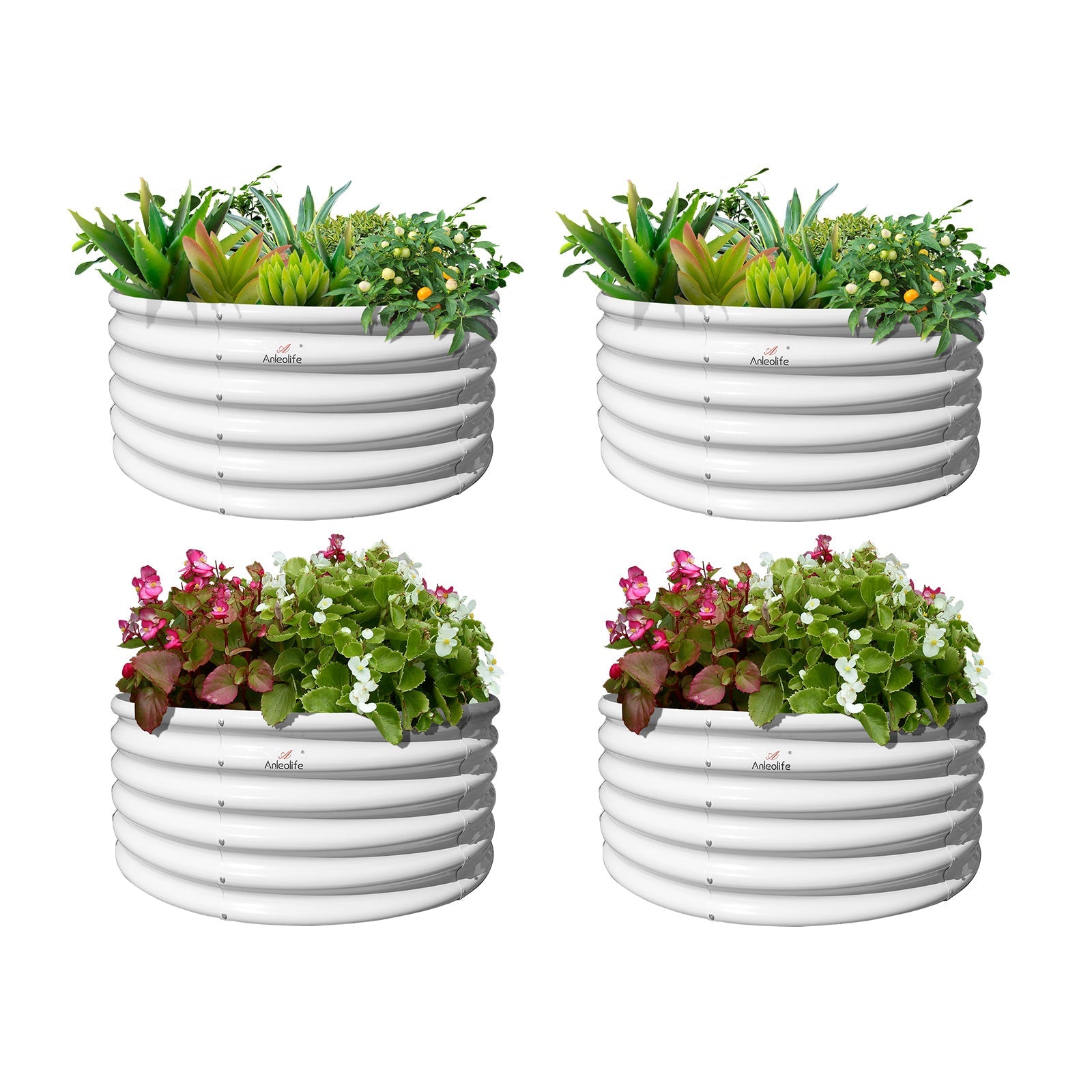 18" Tall 48" Wide Round Raised Garden Beds (Set of 4) - Anleolife