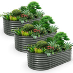 24" Extra Tall 8x4 ft Galvanized Steel Raised Garden Beds (Set of 3) - Anleolife