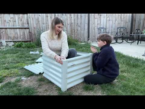 Set of 8: 4X4X1.5ft & 6.2x6.2x1.5ft Deep Root Galvanized Raised Garden Beds(Antique White)