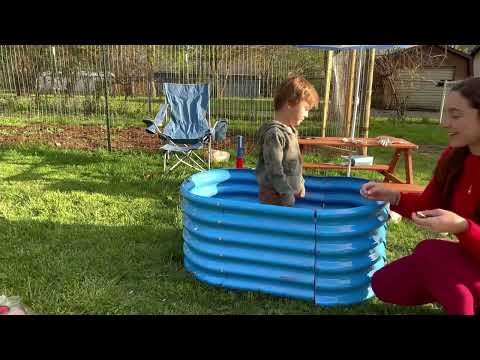 Set of 5:3x2x1.5ft&2x2x1.5ft Kids Round Galvanized Metal Raised Garden Beds (Mixed Color)