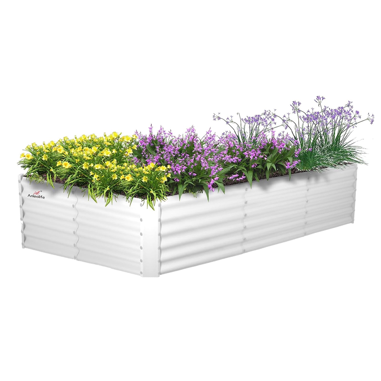 18" Tall 8x4 ft Galvanized Steel Raised Garden Bed - Anleolife