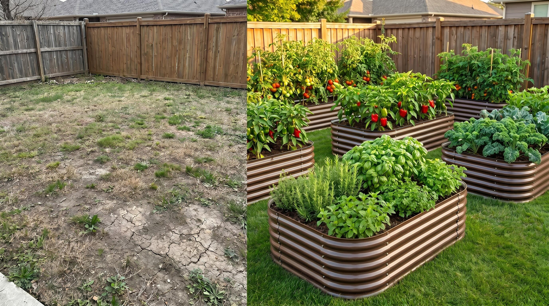Backyard Transformation 🏡 Before & After with Anleolife Modular Raised Beds — Link in Bio!