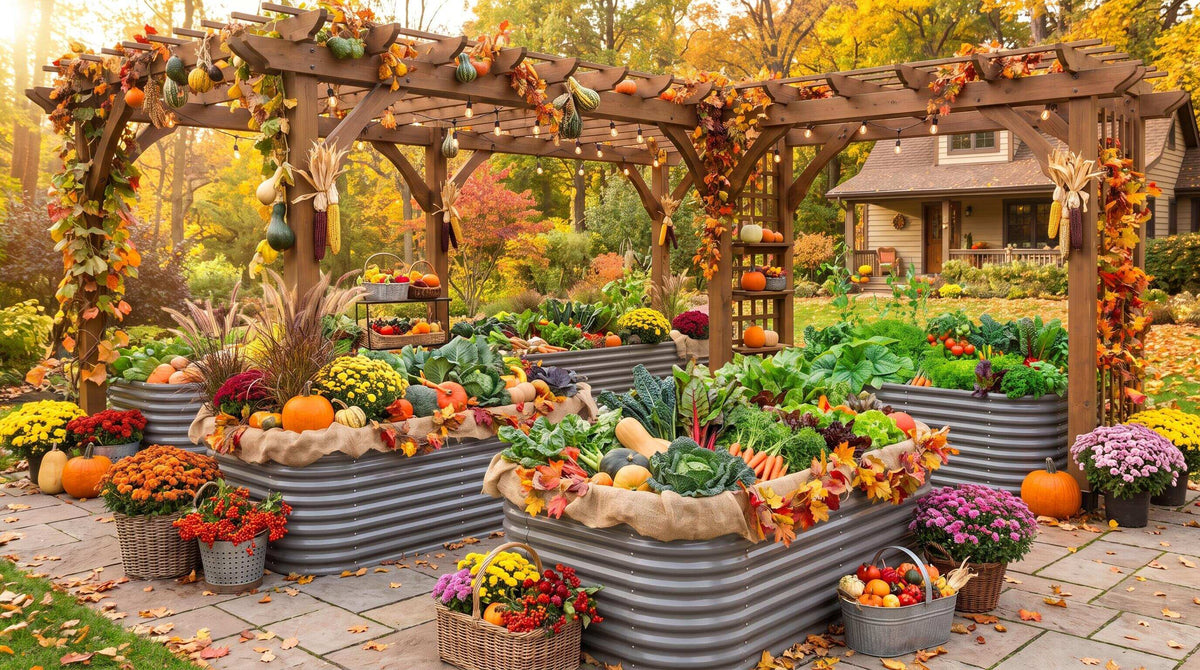 Pairing Trellises and Edging With Raised Beds for a Finished Fall Design