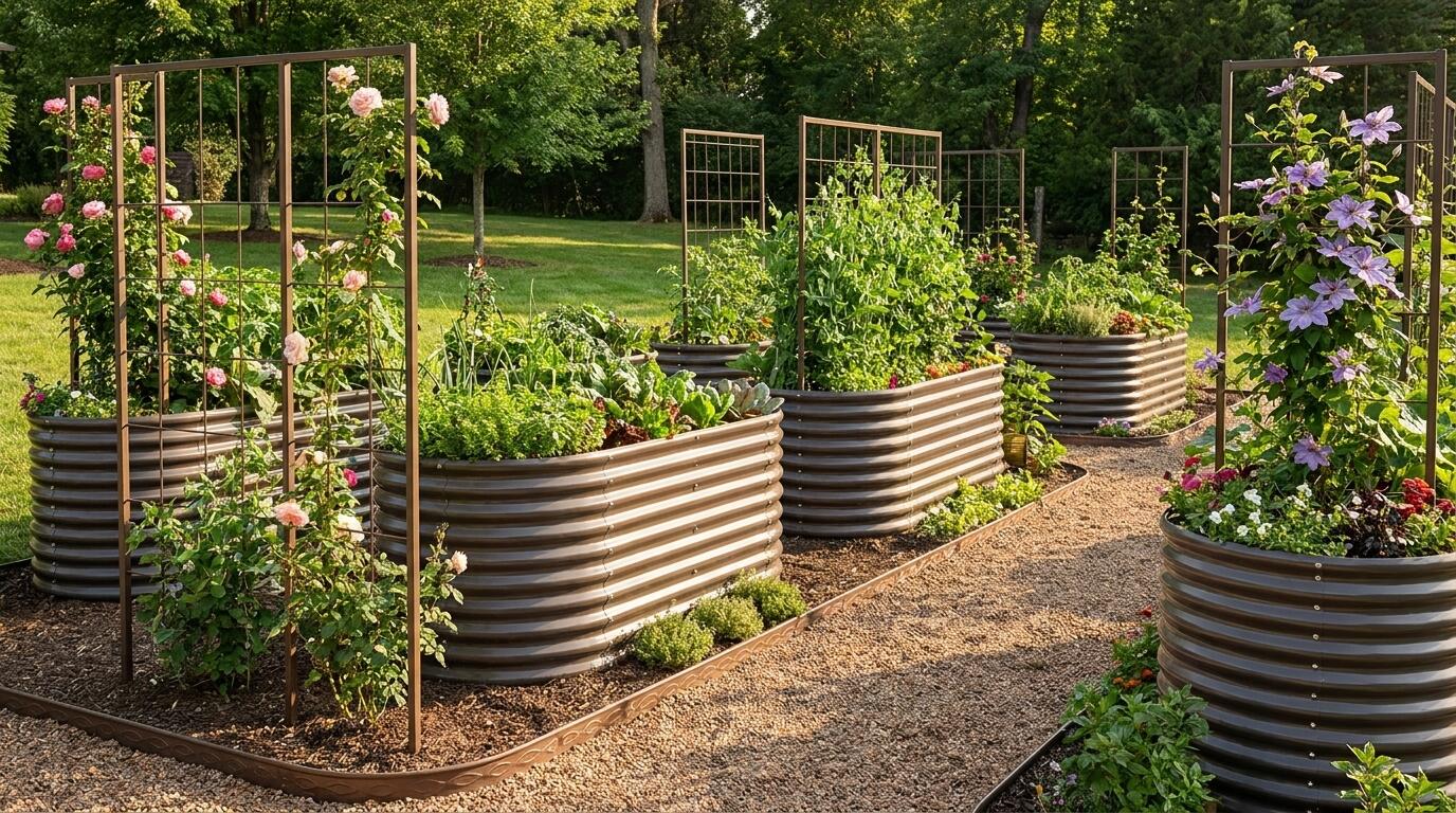 Styling Your Backyard With Galvanized Planters, Edging, and Trellises