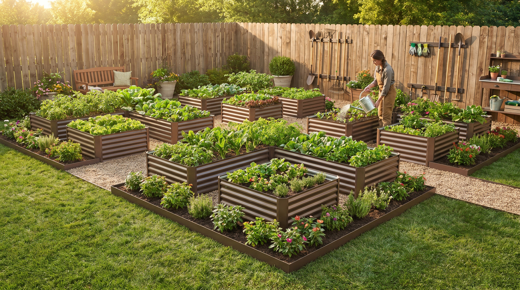 How to Organize Your Backyard Garden Space with Edging, Racks, and Zones