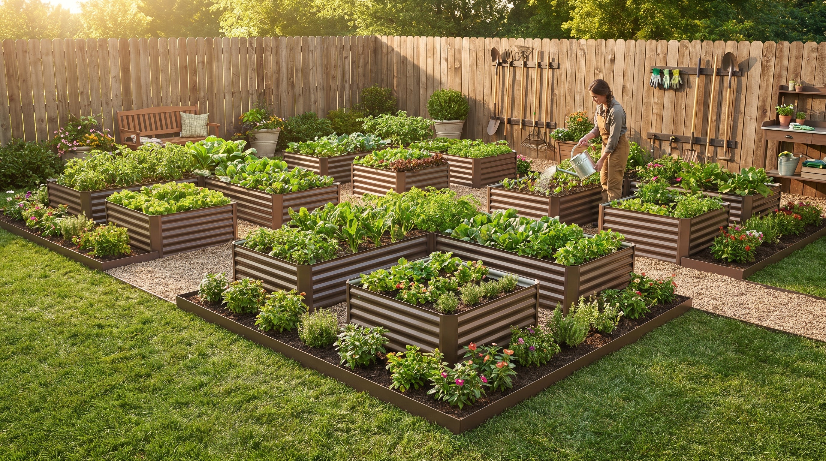 How to Organize Your Backyard Garden Space with Edging, Racks, and Zones