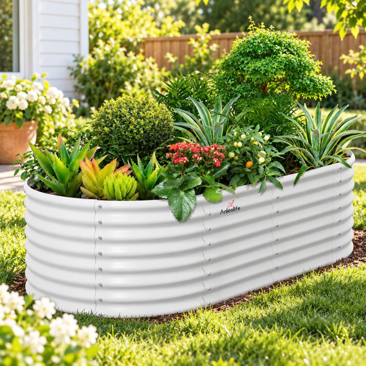 White Raised Garden Beds - Anleolife