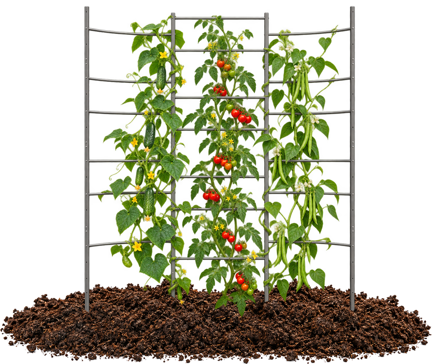 Simply insert the legs into soil for a freestanding setup.