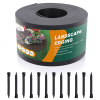 5''x 40ft Anti-UV Black Plastic Garden Landscape Edging, 12pcs Stakes incl. - Anleolife