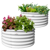 48"x48"x18"Antique White Round Galvanized Metal Raised Garden Beds,Set of 2, Large Inner Space - Anleolife