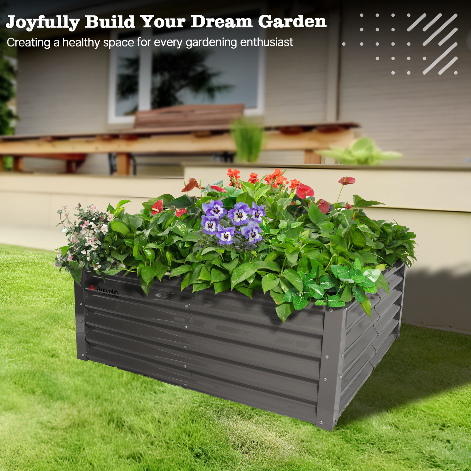 18" Tall 4x4 ft Galvanized Steel Raised Garden Bed