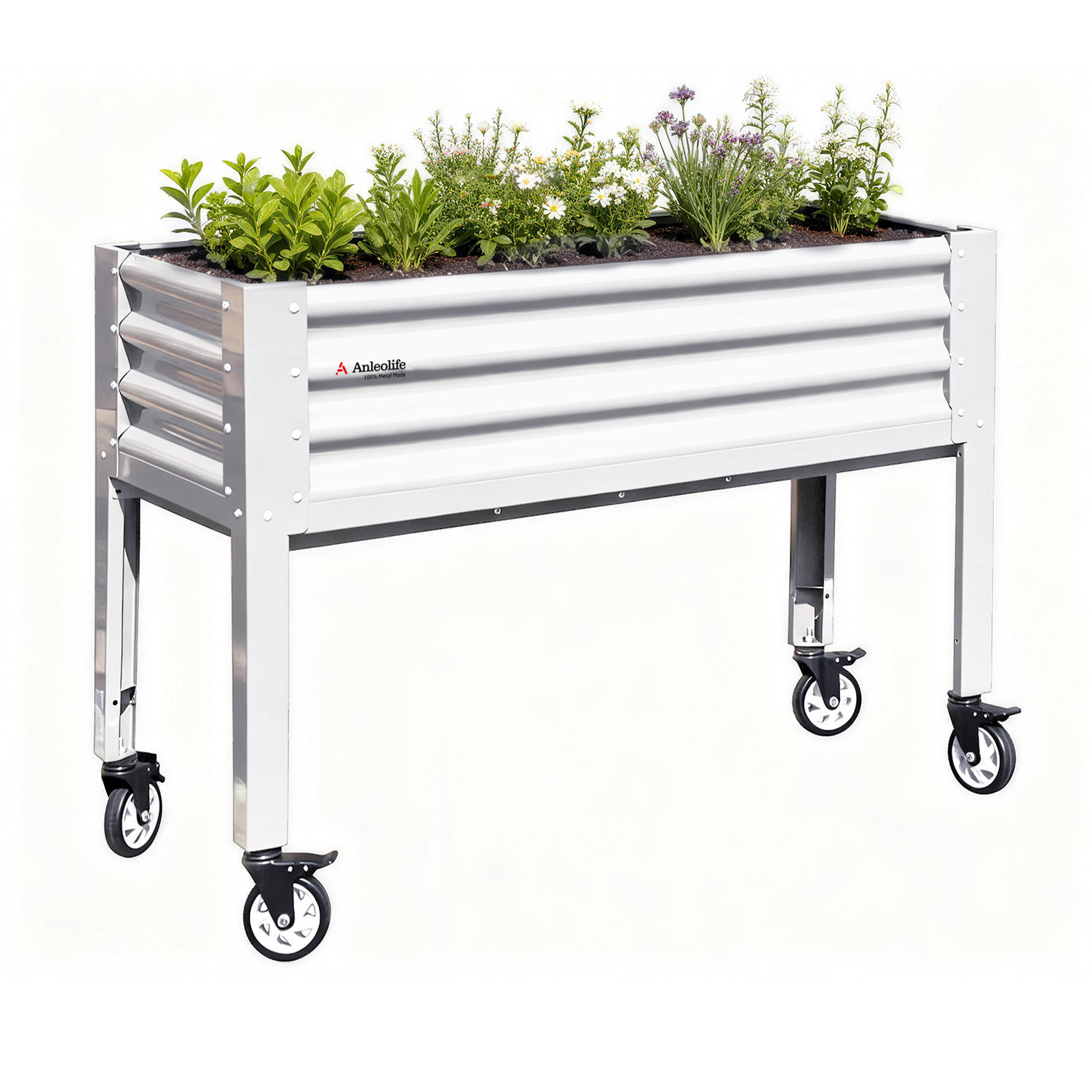 35" Waist-High 4x1.5 ft Galvanized Steel Elevated Raised Garden Bed 