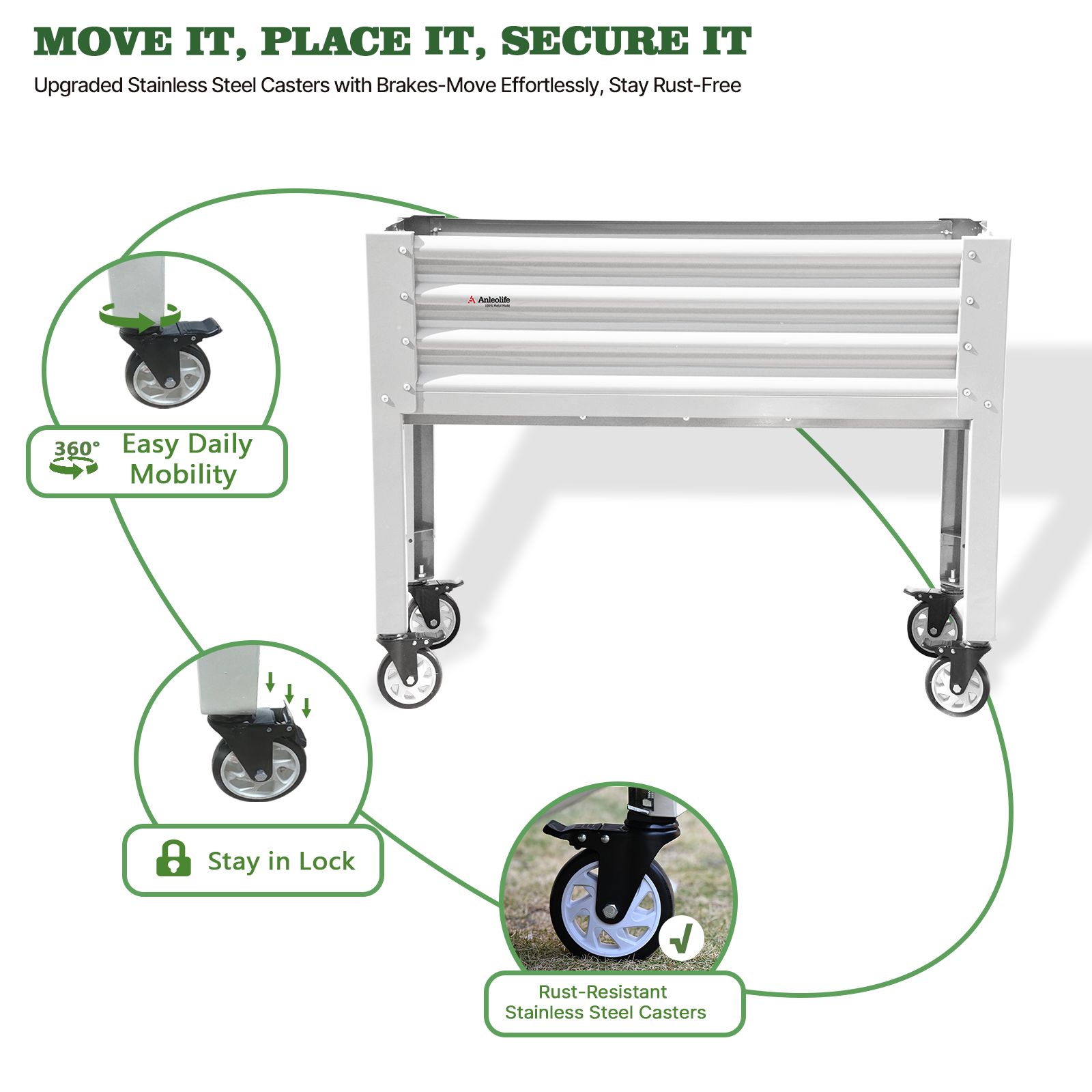 35" Waist-High 4x1.5 ft Galvanized Steel Elevated Raised Garden Bed 