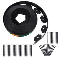 2''x20ft No-dig Black Plastic Garden Landscape Edging Kit, 24pcs Spikes incl. - Anleolife