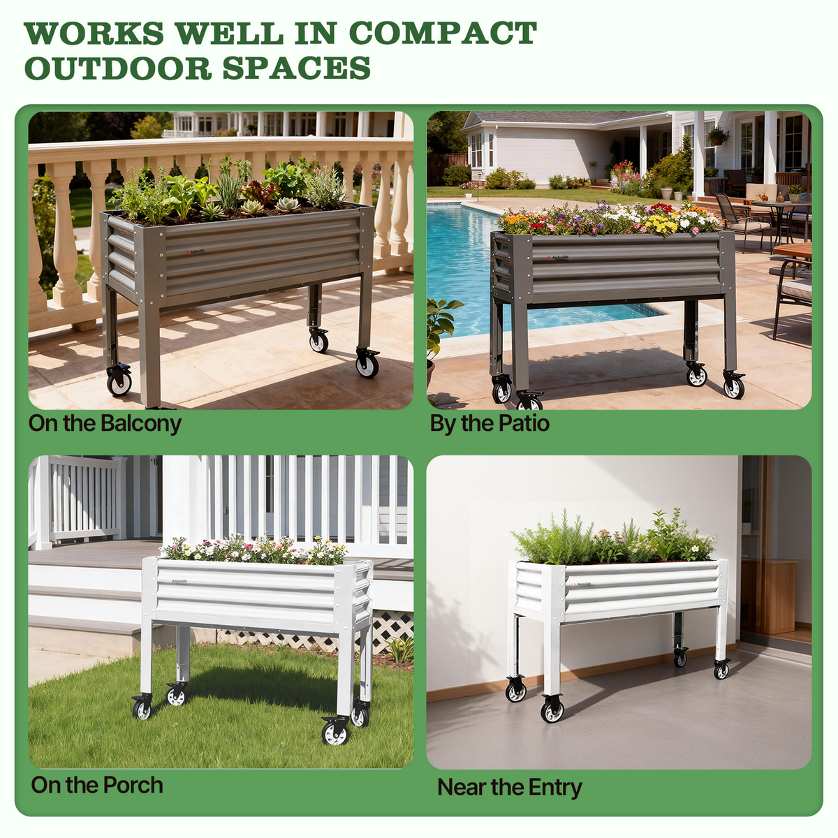 35" Waist-High 4x1.5 ft Galvanized Steel Elevated Raised Garden Bed 