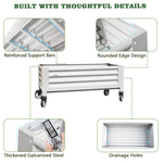 Elevated Raised Garden Bed with reinforced support bars, rounded edge design, thickened galvanized steel, and drainage holes on a white background. 