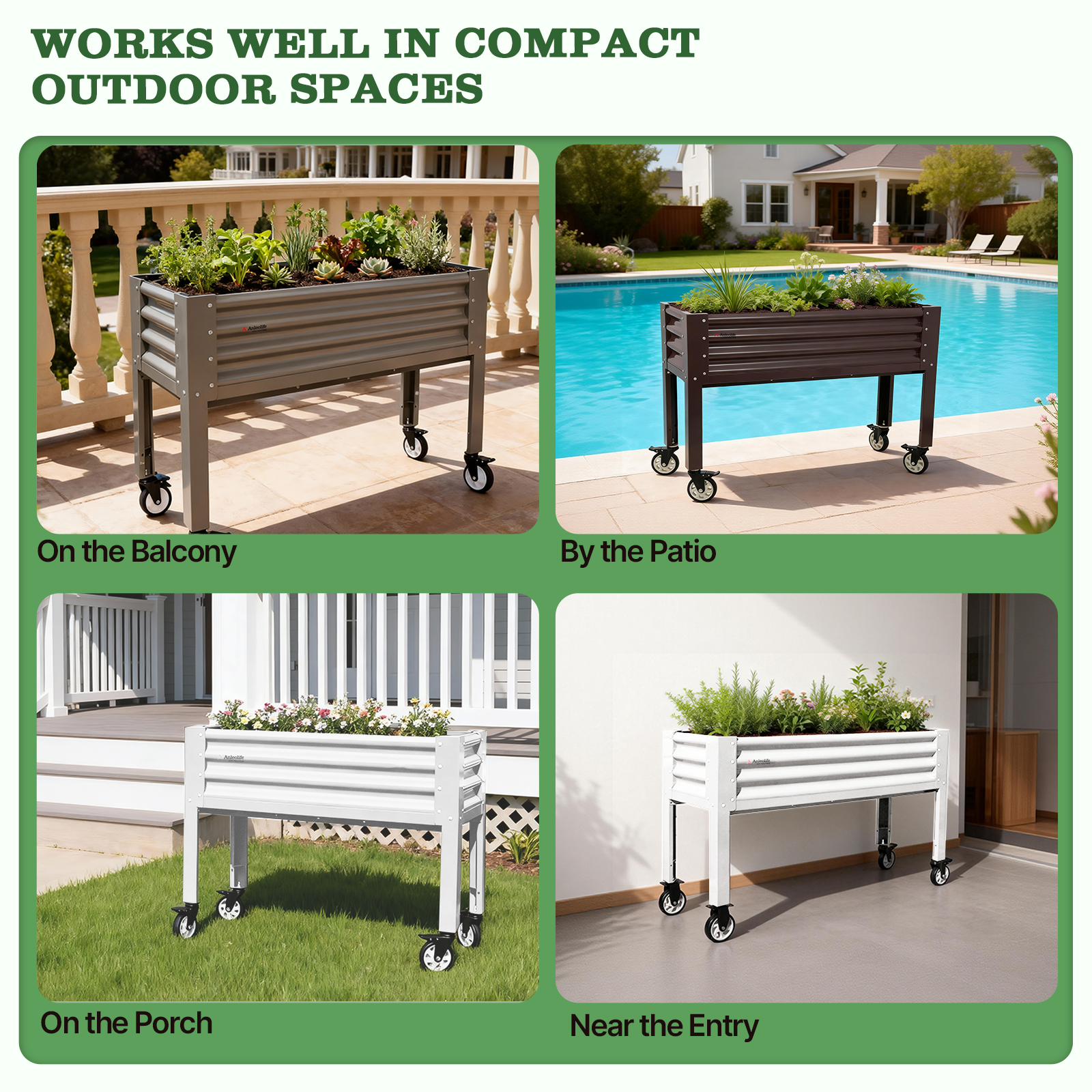 35" Waist-High 4x1.5 ft Galvanized Steel Elevated Raised Garden Bed 