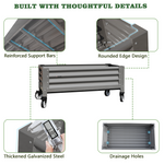22" Tall 4x2 ft Rust-Resistant Elevated Raised Garden Bed with Low-Profile Wheels with features highlighted on a white background 