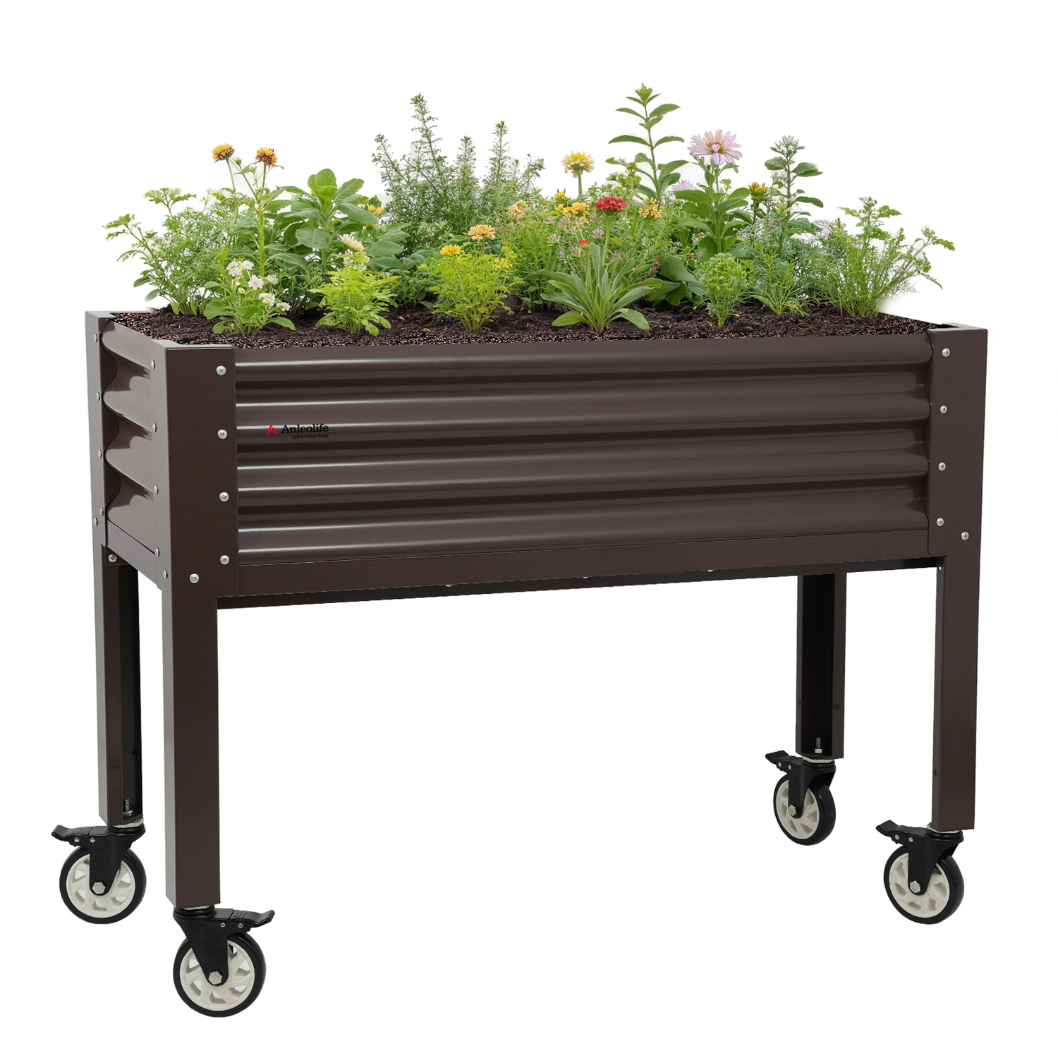 35" Waist-High 4x1.5 ft Galvanized Steel Elevated Raised Garden Bed 