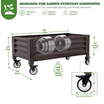 22" Tall 4x2 ft Rust-Resistant Elevated Raised Garden Bed with Low-Profile Wheels with dimensions and features highlighted on a white background 