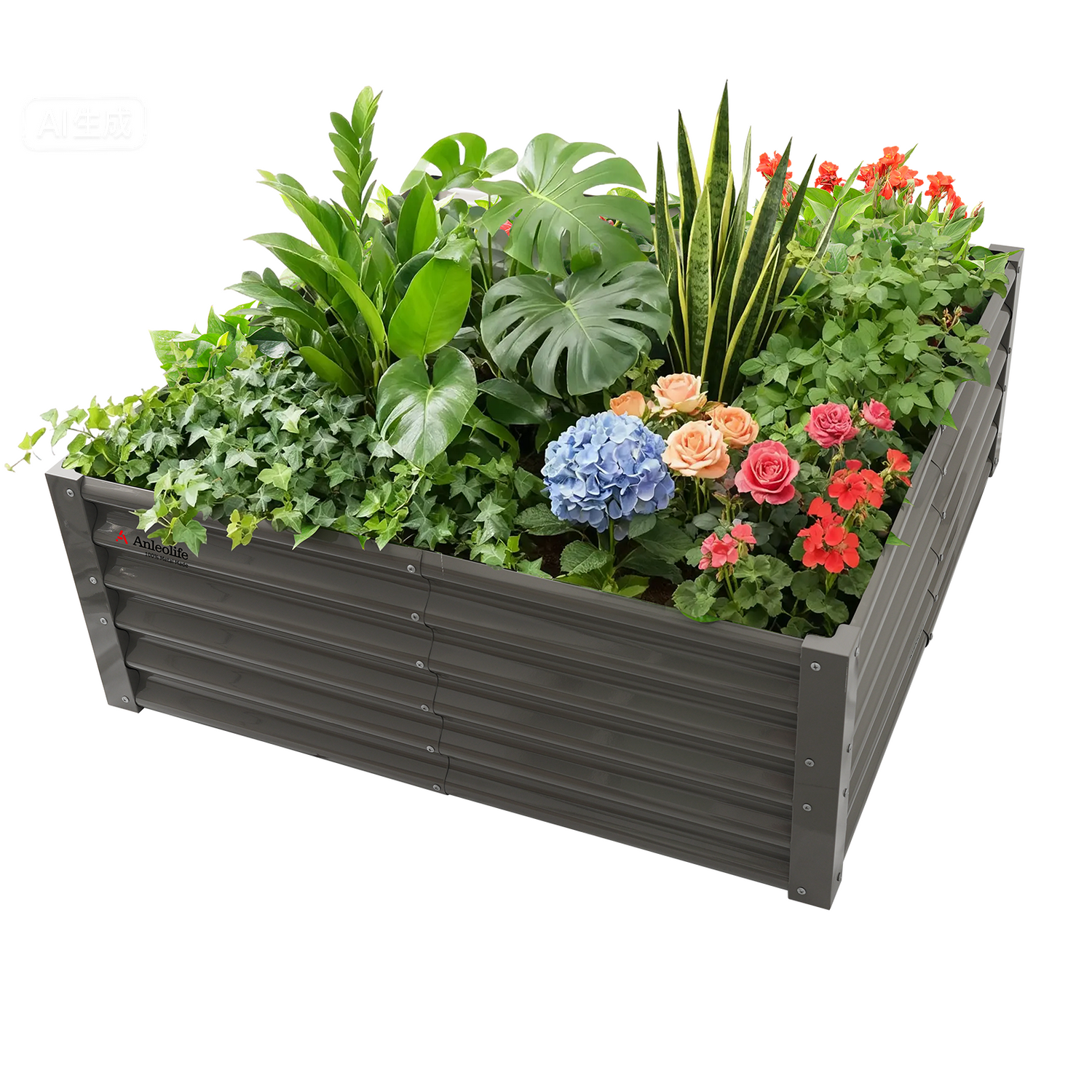 18" Tall 4x4 ft Galvanized Steel Raised Garden Bed