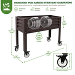 35" Waist-High 4x1.5 ft Galvanized Steel Elevated Raised Garden Bed with features and specifications on a white background 