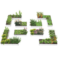 Set of 8:8X4X1.5ft & 6.2x6.2x1.5ft Deep Root Galvanized Raised Garden Beds (White) - Anleolife