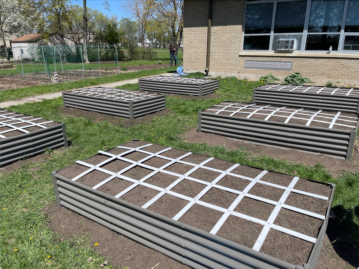 Set of 4: 8x4x1.5ft Grey Rectangular Galvanized Modular Metal Raised Garden Bed - Anleolife