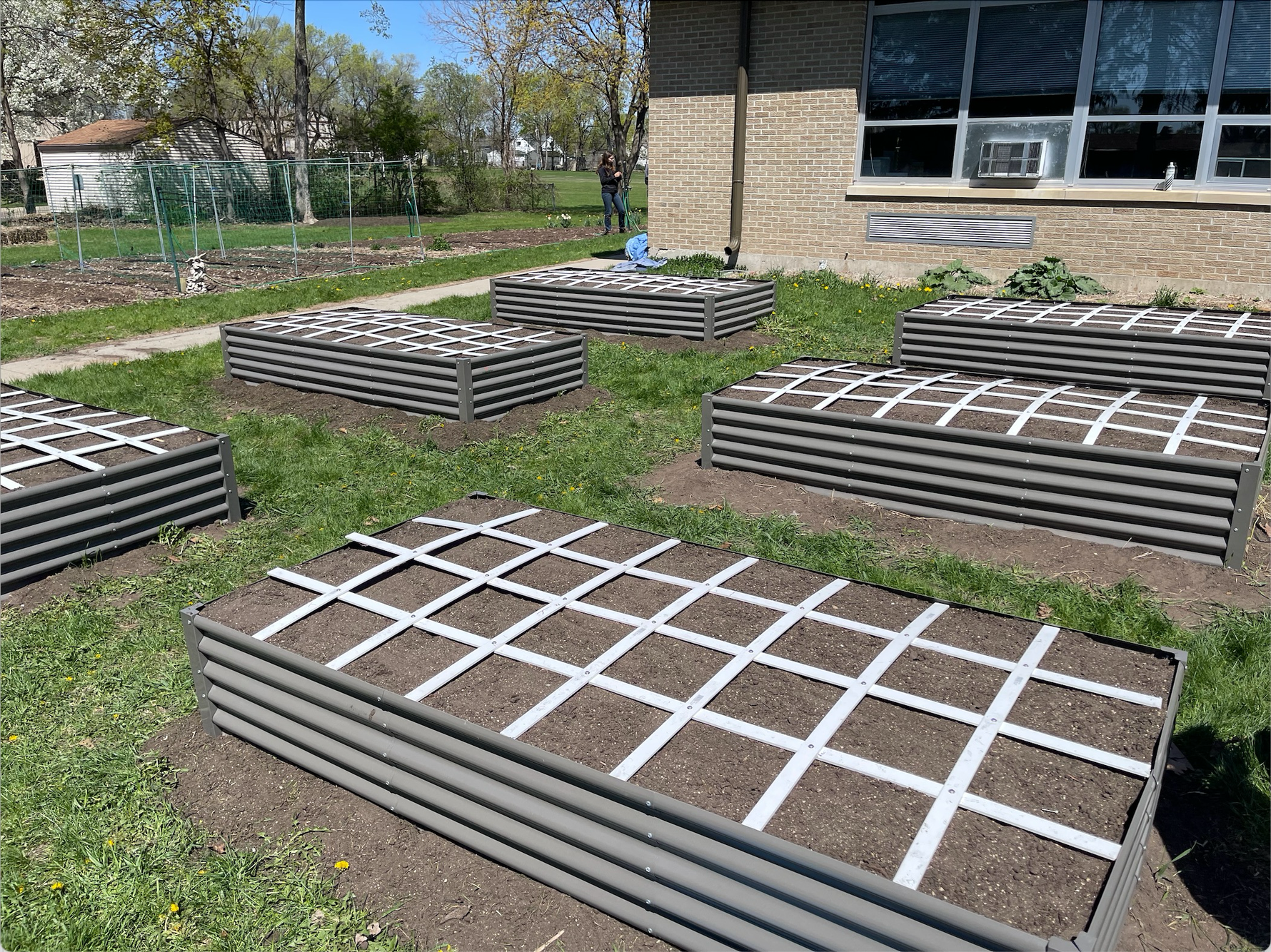 Set of 4: 8x4x1.5ft Grey Rectangular Galvanized Modular Metal Raised Garden Bed - Anleolife