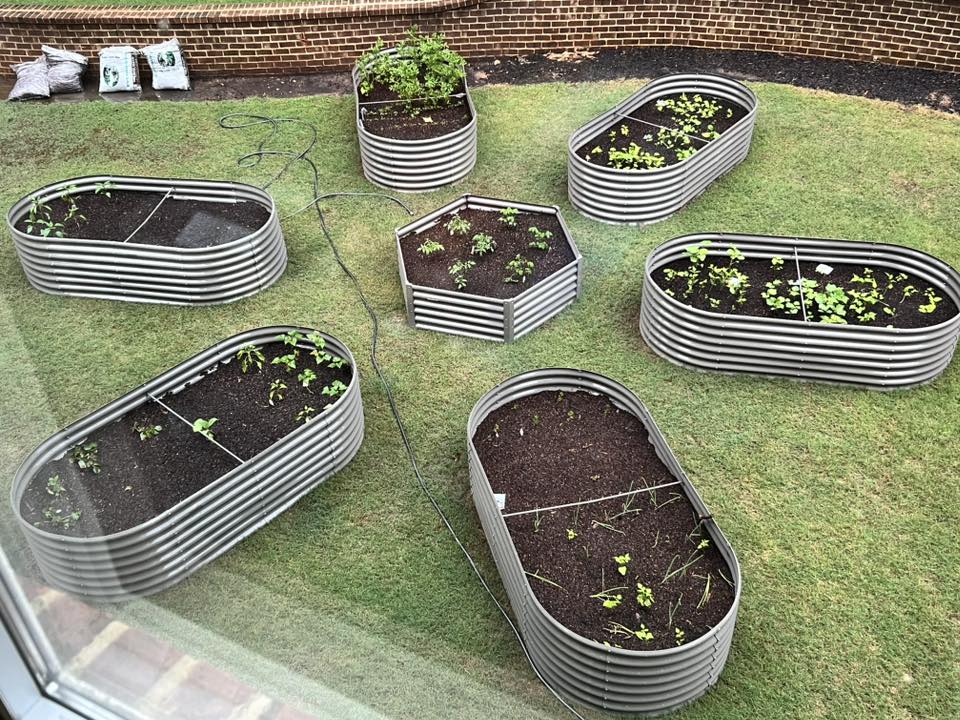 Set of 6: 8x4x2ft Grey Oval Galvanized Modular Metal Raised Garden Bed