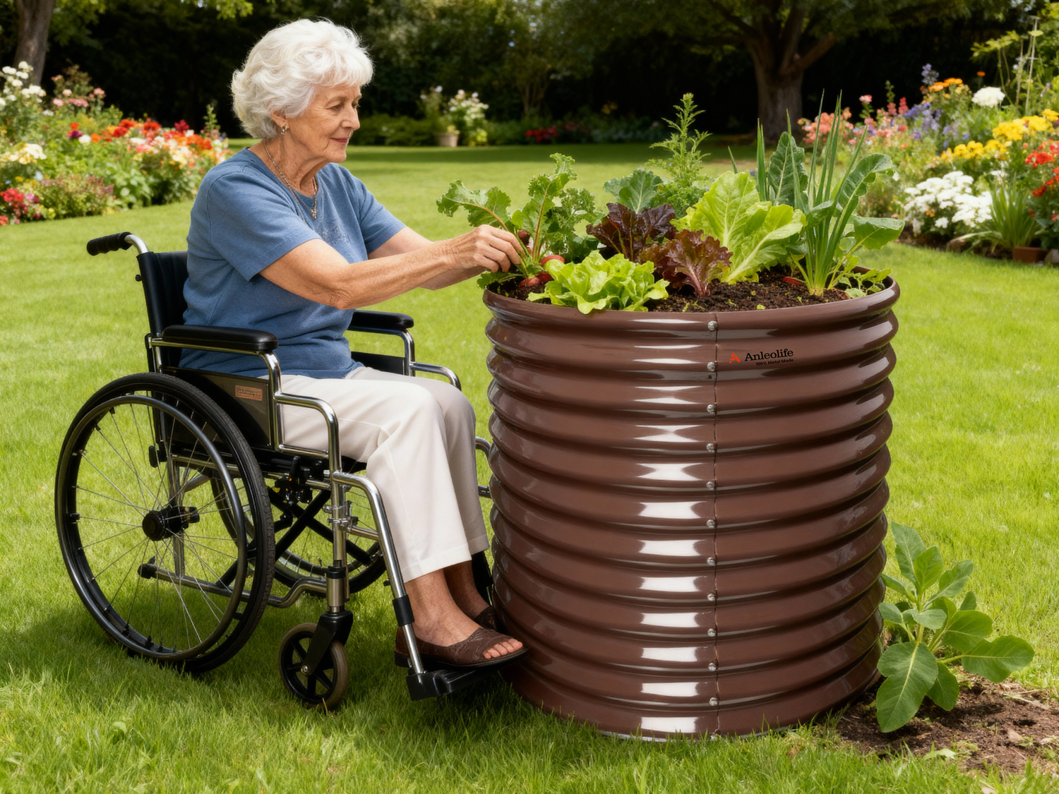 30" Extra Tall 36" Wide Round Easy Assembly Raised Garden Bed