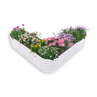 6.8x6.8x1.5ft White Heart-Shaped Large Galvanized Raised Garden Beds Outdoor, Anti-Rust & Easy-Setup, Antique White - Anleolife
